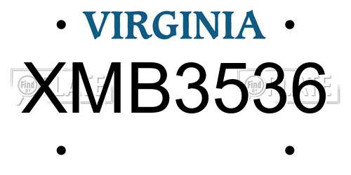 XMB3536 Virginia License Plate
