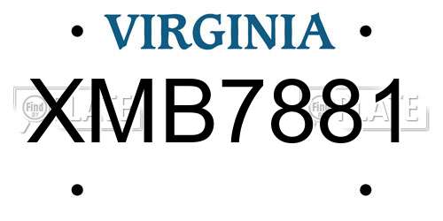 XMB7881 Virginia License Plate