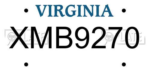 XMB9270 Virginia License Plate