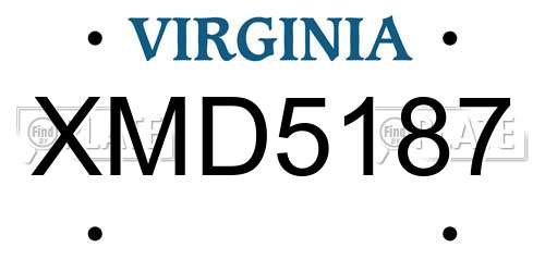 XMD5187 Virginia License Plate