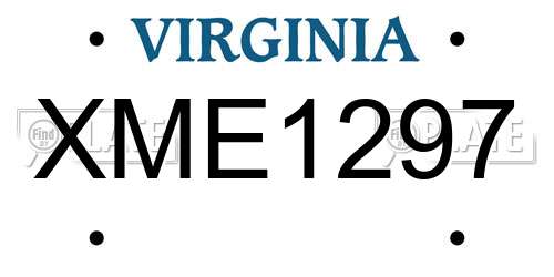 XME1297 Virginia License Plate