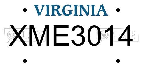 XME3014 Virginia License Plate