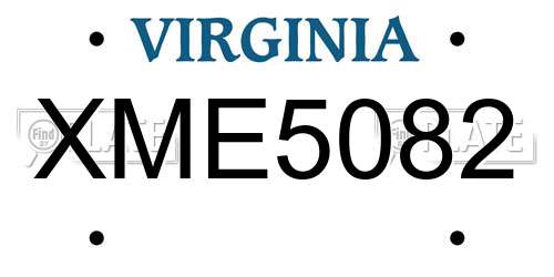 XME5082 Virginia License Plate