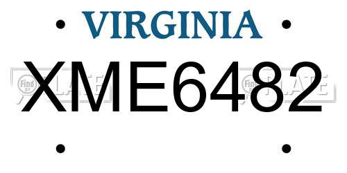 XME6482 Virginia License Plate