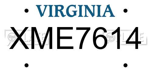 XME7614 Virginia License Plate