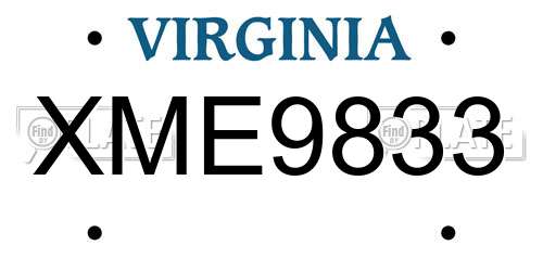 XME9833 Virginia License Plate
