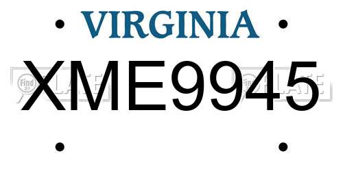 XME9945 Virginia License Plate