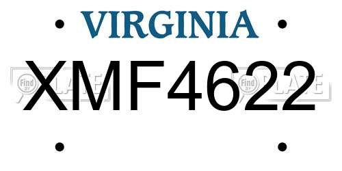 XMF4622 Virginia License Plate