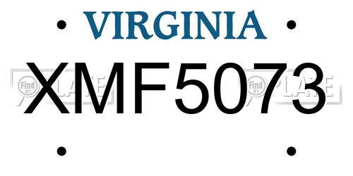 XMF5073 Virginia License Plate