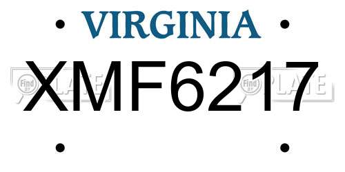 XMF6217 Virginia License Plate