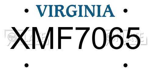 XMF7065 Virginia License Plate