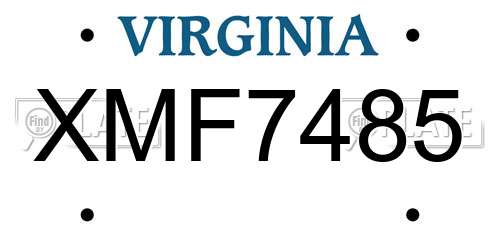 XMF7485 Virginia License Plate