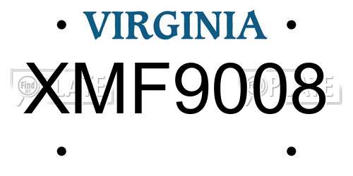 XMF9008 Virginia License Plate