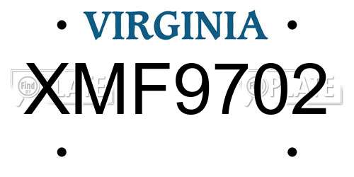 XMF9702 Virginia License Plate