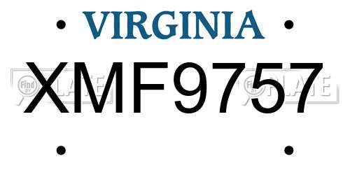 XMF9757 Virginia License Plate