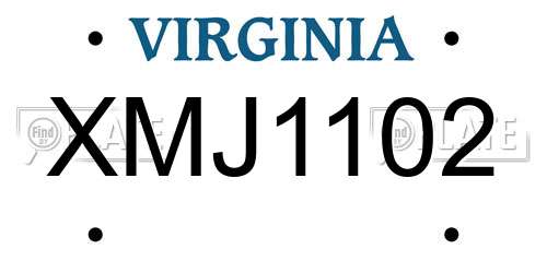 XMJ1102 Virginia License Plate