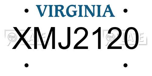 XMJ2120 Virginia License Plate