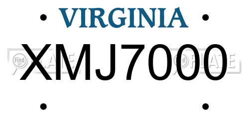 XMJ7000 Virginia License Plate