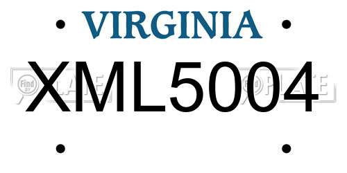 XML5004 Virginia License Plate