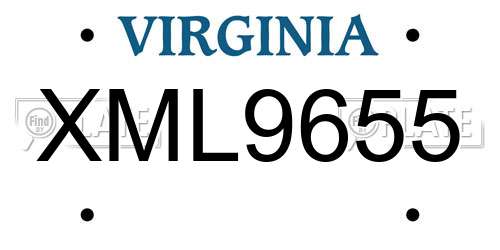 XML9655 Virginia License Plate