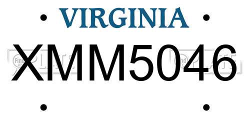 XMM5046 Virginia License Plate
