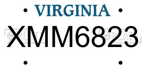 XMM6823 Virginia License Plate