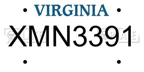 XMN3391 Virginia License Plate