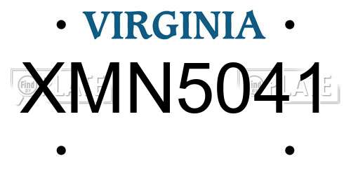 XMN5041 Virginia License Plate