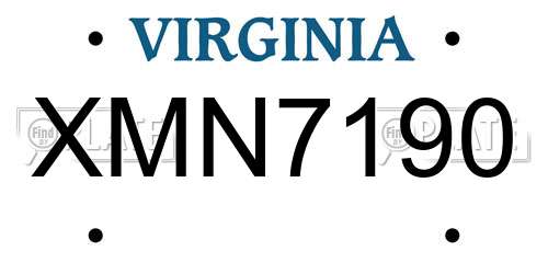 XMN7190 Virginia License Plate