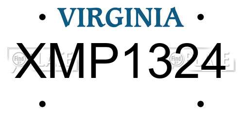 XMP1324 Virginia License Plate