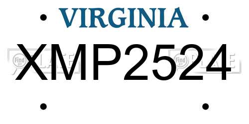 XMP2524 Virginia License Plate