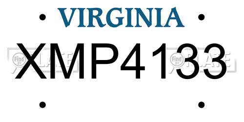 XMP4133 Virginia License Plate