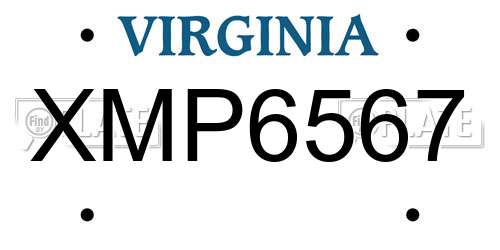 XMP6567 Virginia License Plate