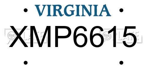 XMP6615 Virginia License Plate