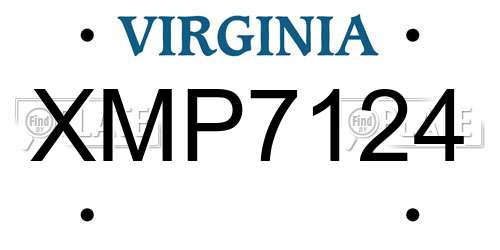 XMP7124 Virginia License Plate