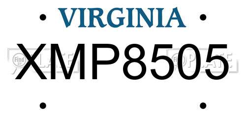 XMP8505 Virginia License Plate