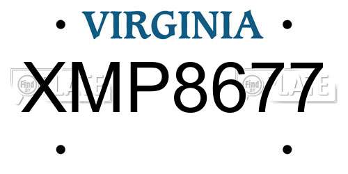 XMP8677 Virginia License Plate