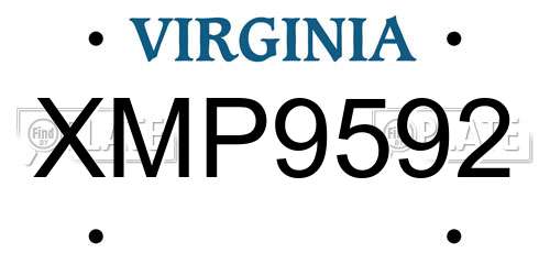 XMP9592 Virginia License Plate