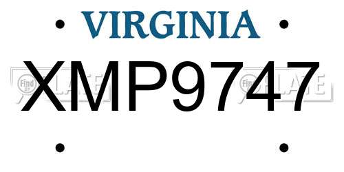 XMP9747 Virginia License Plate