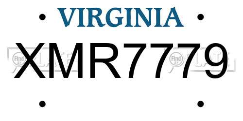 XMR7779 Virginia License Plate