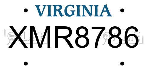 XMR8786 Virginia License Plate