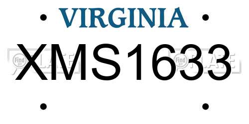 XMS1633 Virginia License Plate