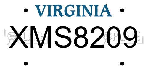 XMS8209 Virginia License Plate