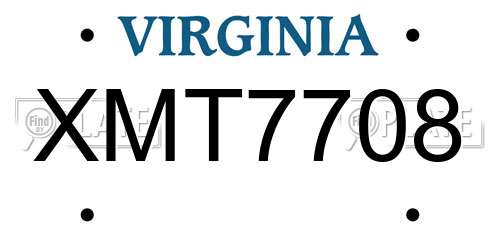 XMT7708 Virginia License Plate