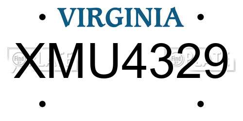 XMU4329 Virginia License Plate
