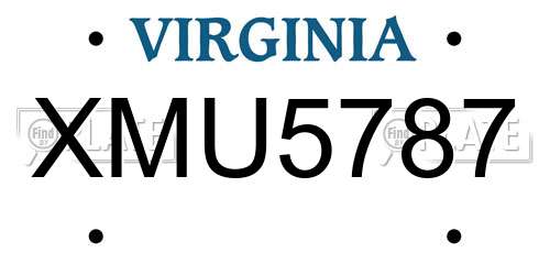 XMU5787 Virginia License Plate