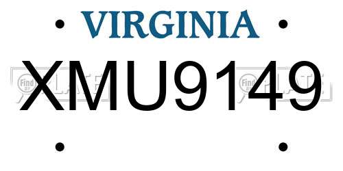 XMU9149 Virginia License Plate