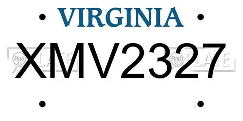 XMV2327 Virginia License Plate