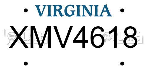XMV4618 Virginia License Plate