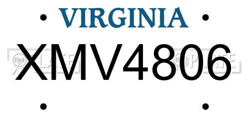 XMV4806 Virginia License Plate
